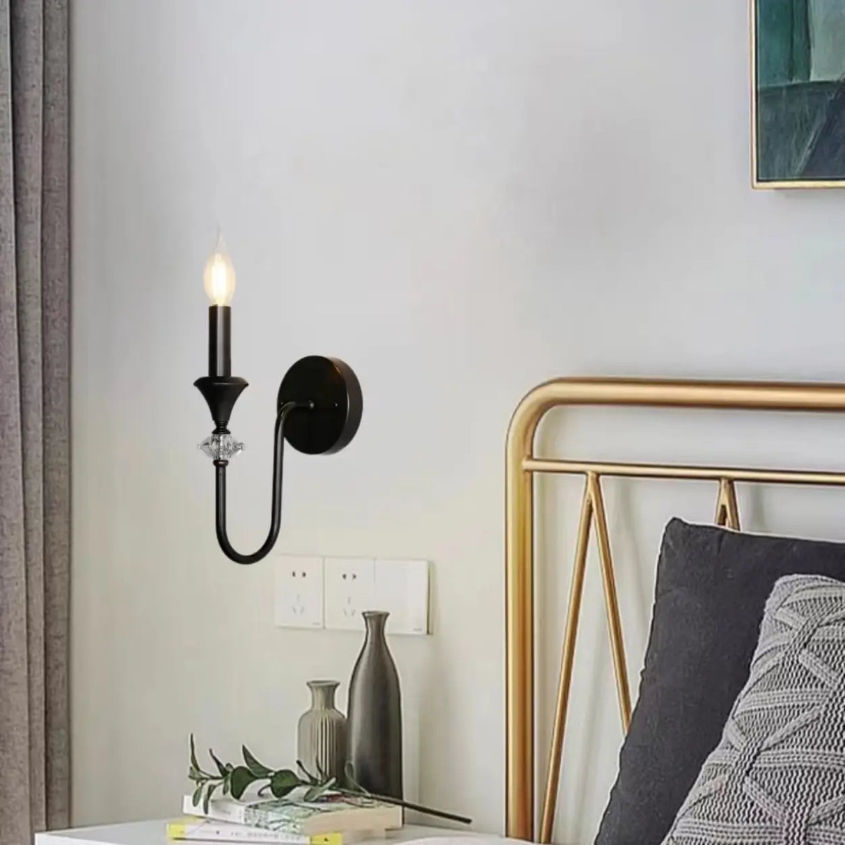 Vintage Black Candle Bulb LED Wall Sconce Light Image - 1