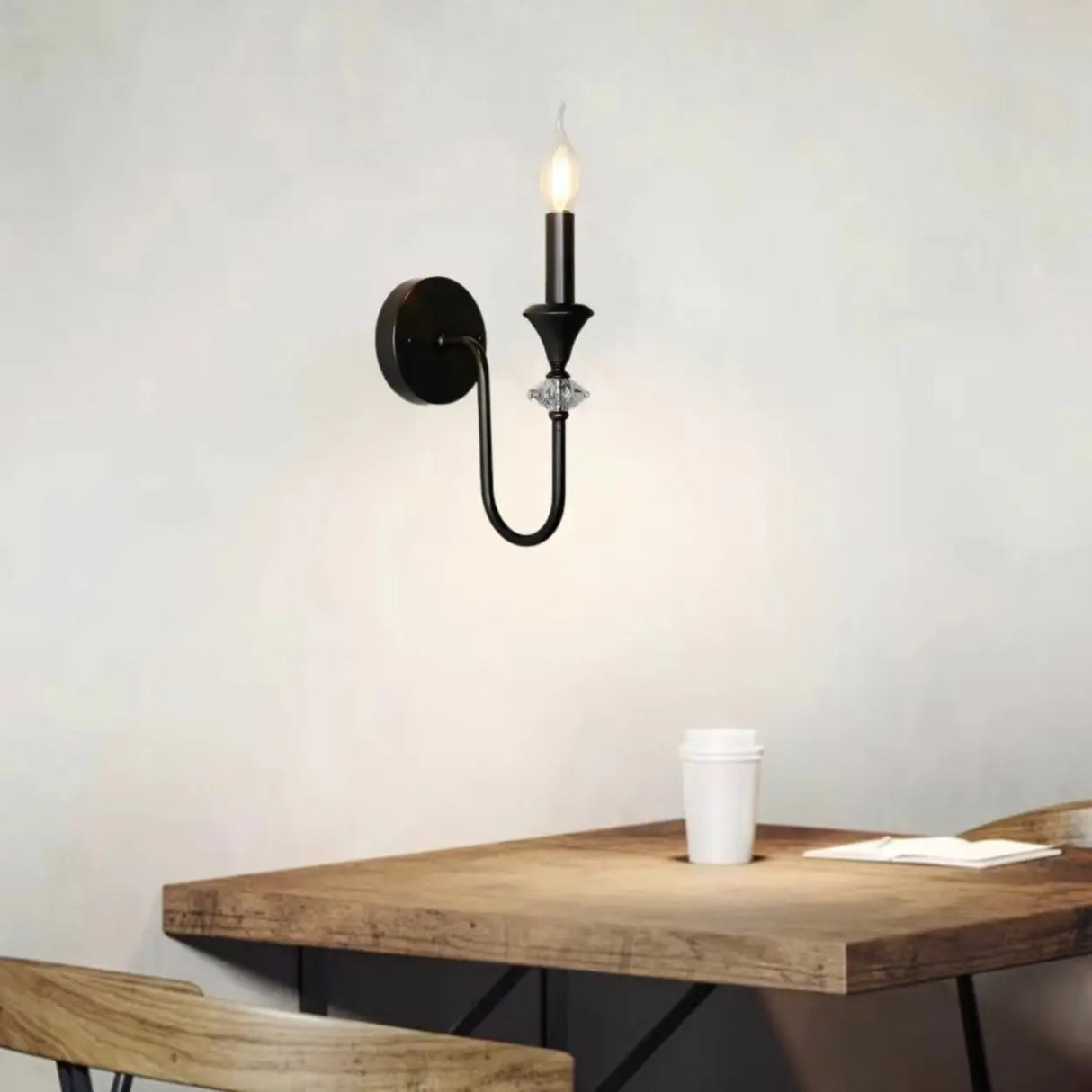 Vintage Black Candle Bulb LED Wall Sconce Light Image - 4