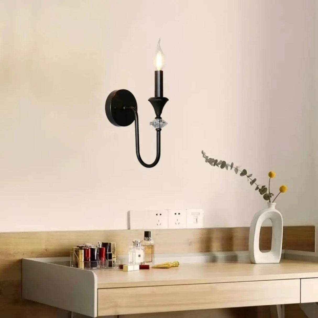 Vintage Black Candle Bulb LED Wall Sconce Light Image - 6