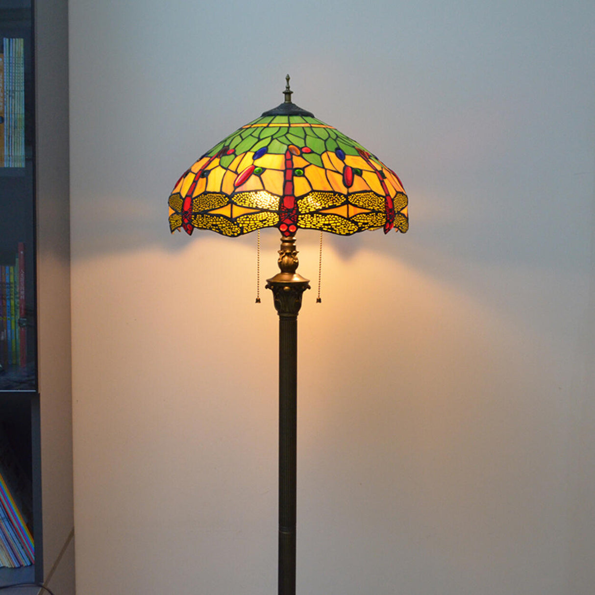 Vintage Modish Stained-Glass Dome Metal Floor Light Image - 20