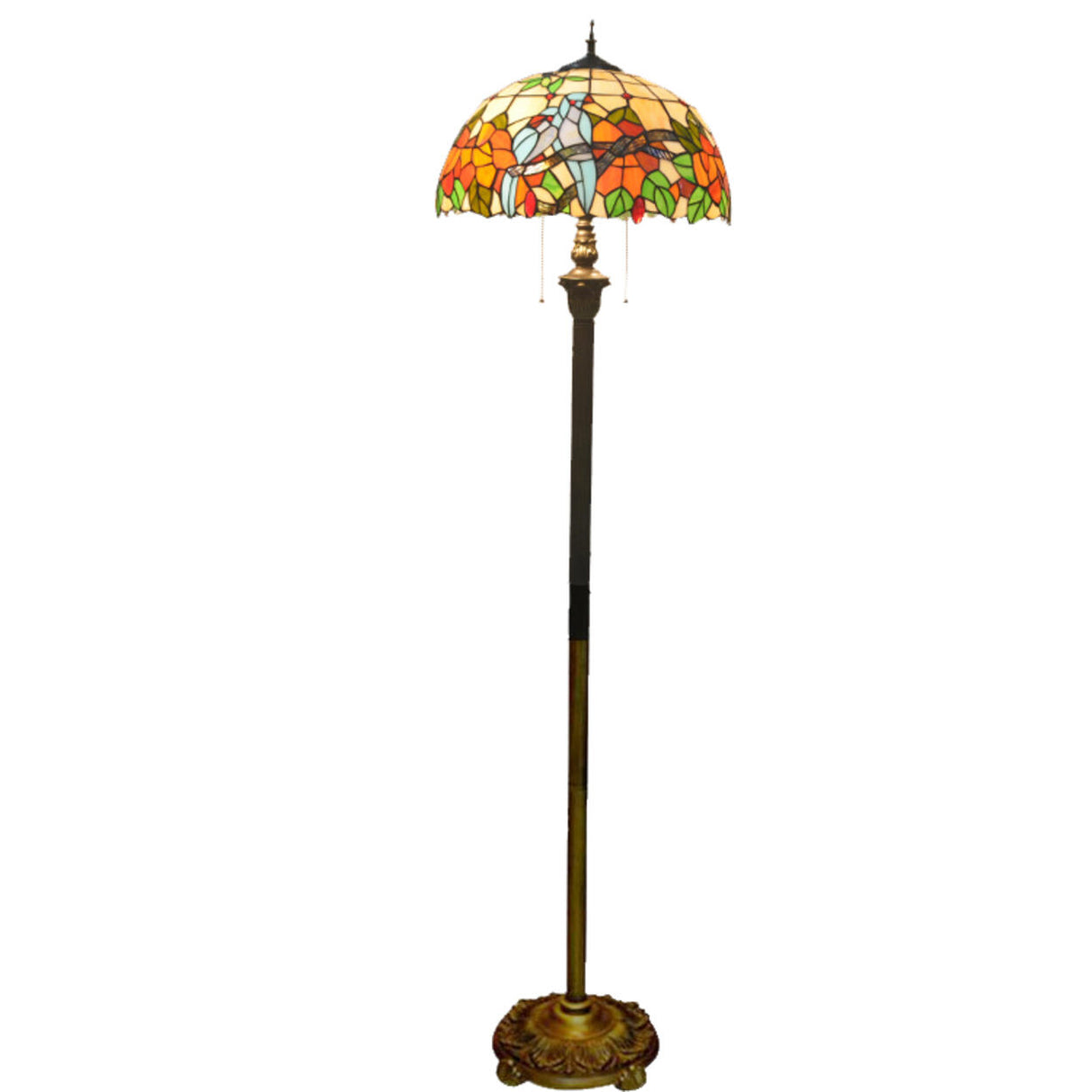 Vintage Modish Stained-Glass Dome Metal Floor Light Image - 8