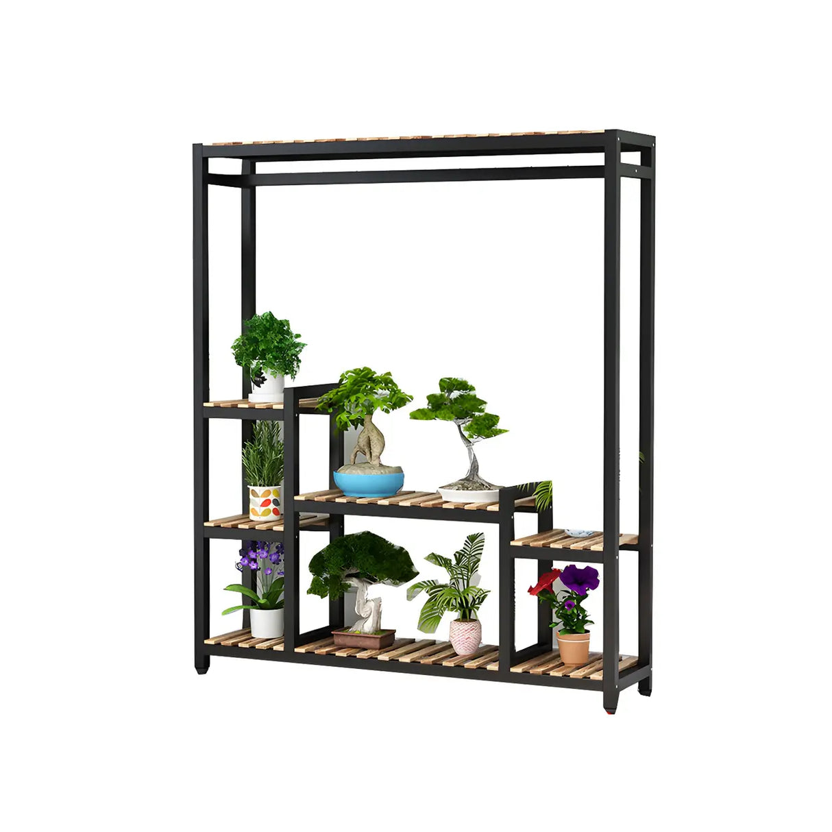 Vintage Multi-Tier Shelves Metal Black Plant Stand Image - 5