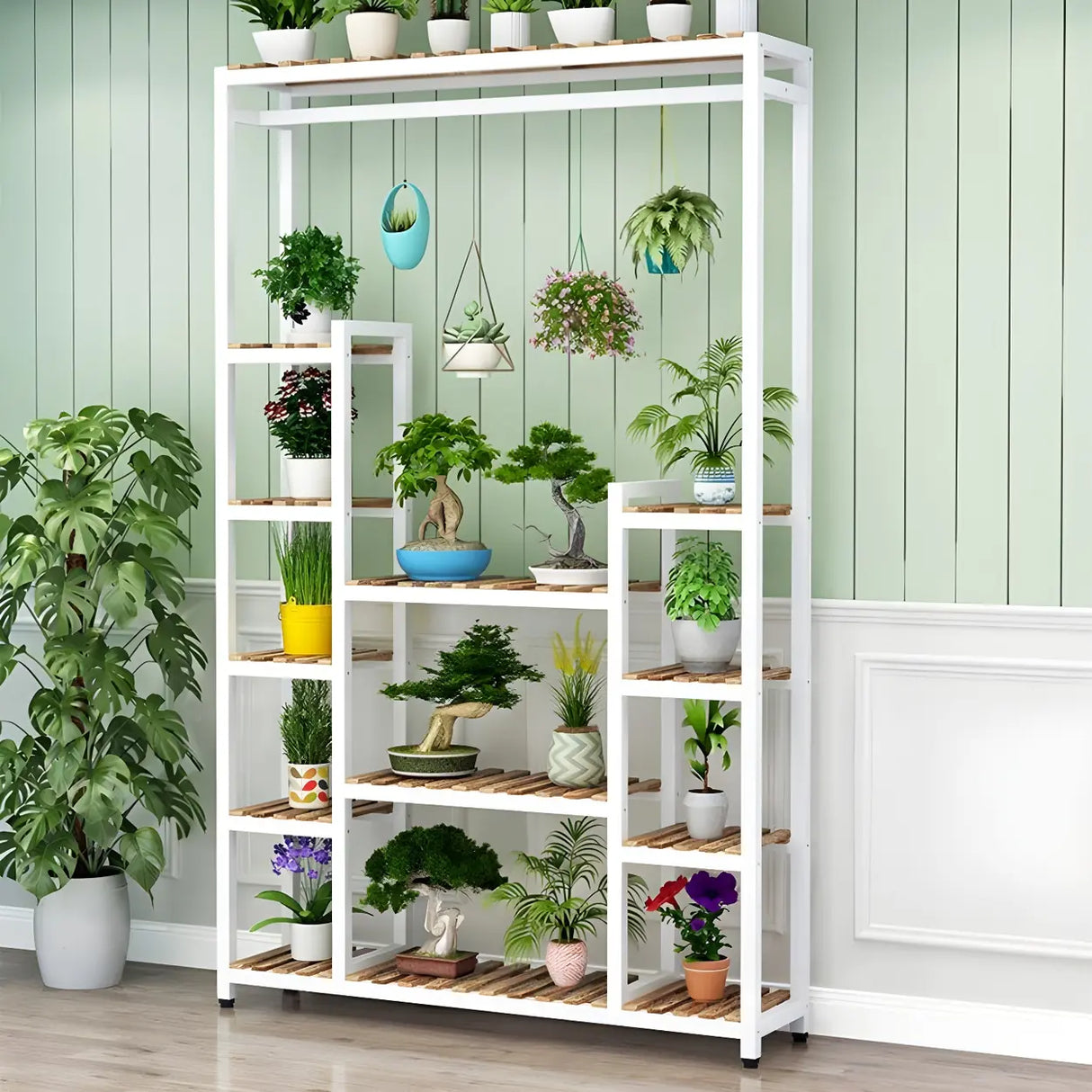 Vintage Multi-Tier Shelves Metal Black Plant Stand Image - 6