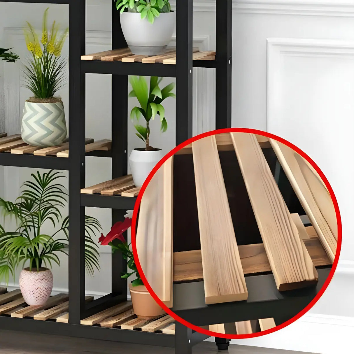 Vintage Multi-Tier Shelves Metal Black Plant Stand Image - 7