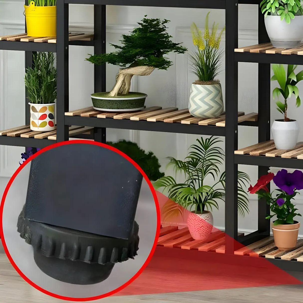 Vintage Multi-Tier Shelves Metal Black Plant Stand Image - 8