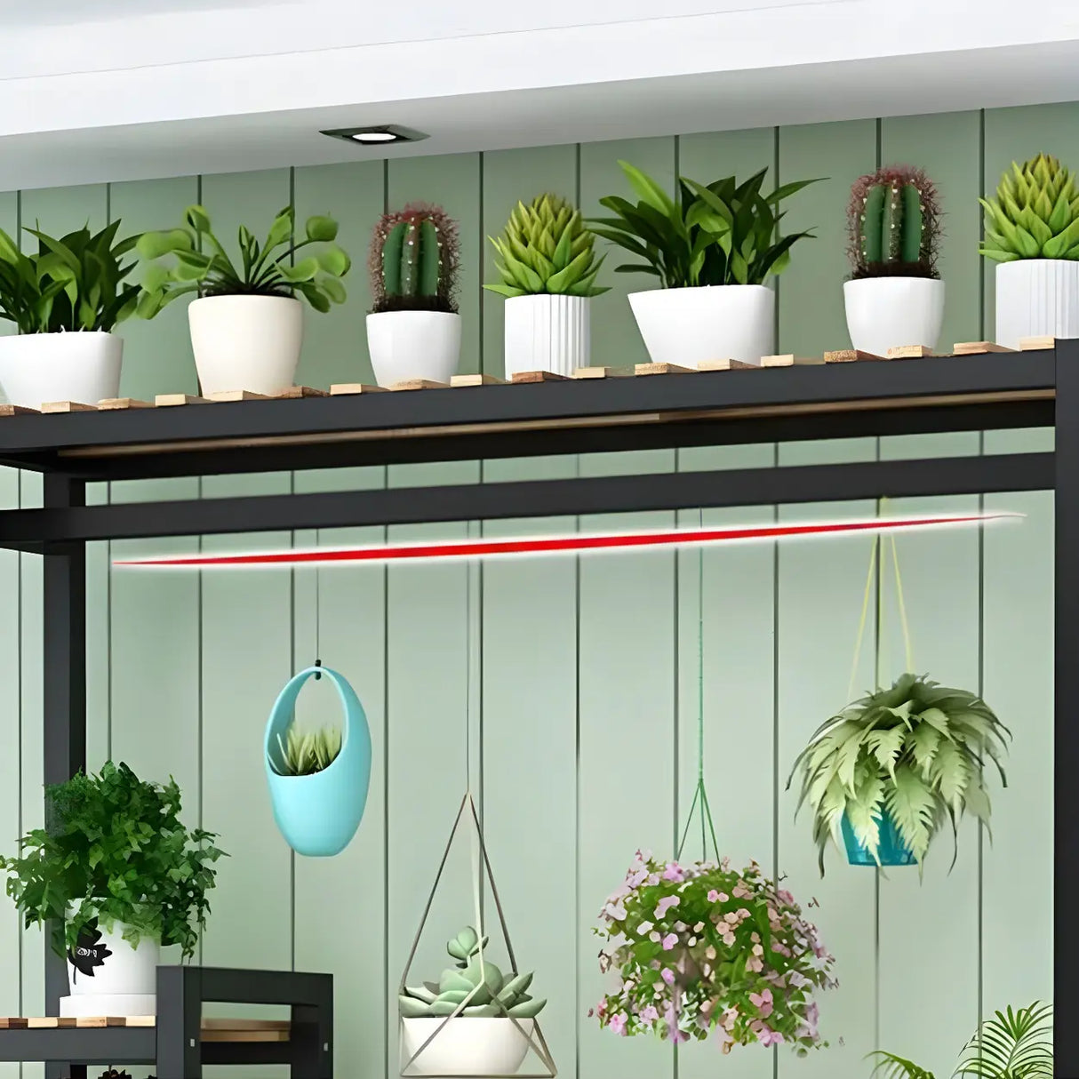 Vintage Multi-Tier Shelves Metal Black Plant Stand Image - 9