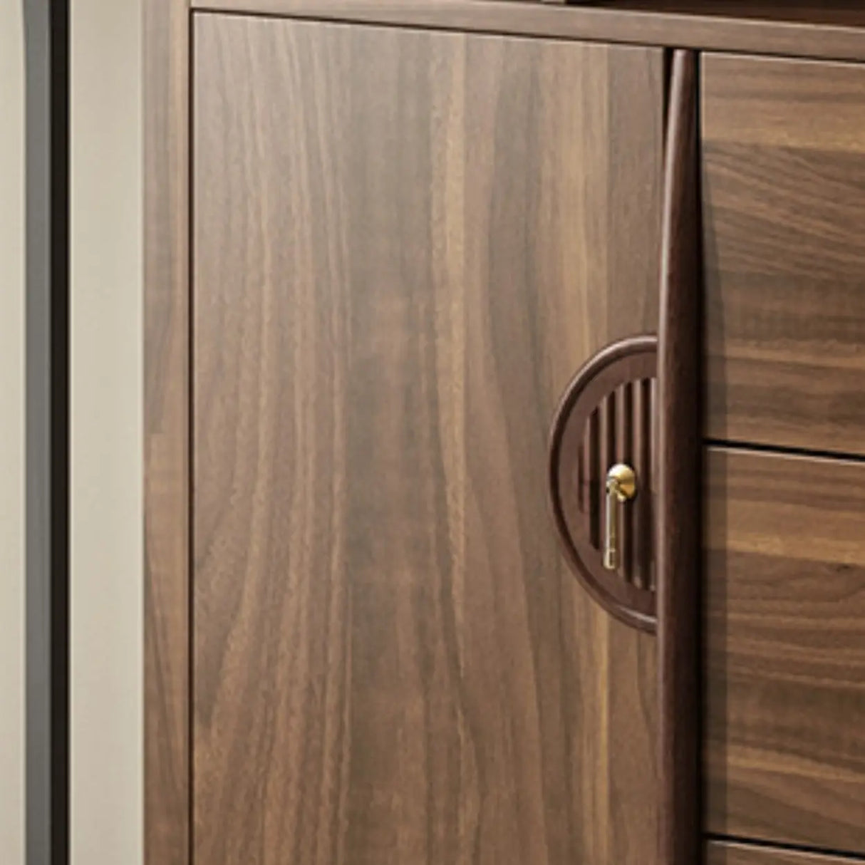 Vintage Open Rubberwood Brown Curio China Cabinets Image - 10