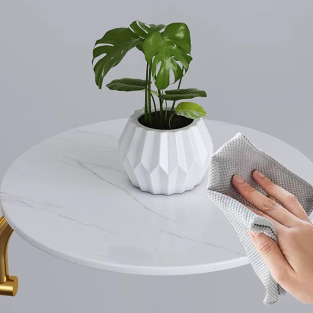 Vintage Pleated Shade Floor Lamp with Side Table Image - 9