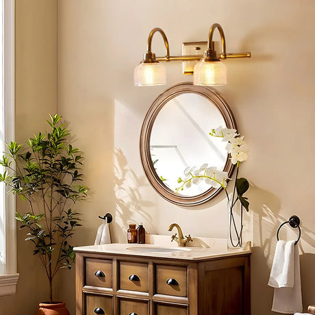Vintage Prismatic Glass 2 Blubs Bathroom Vanity Light Image - 1