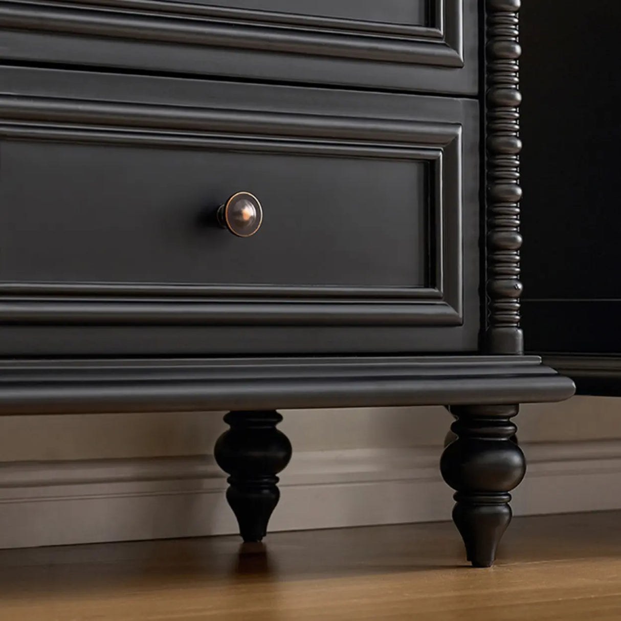 Vintage Rectangle Elegant Black TV Stand With Cabinet Image - 16