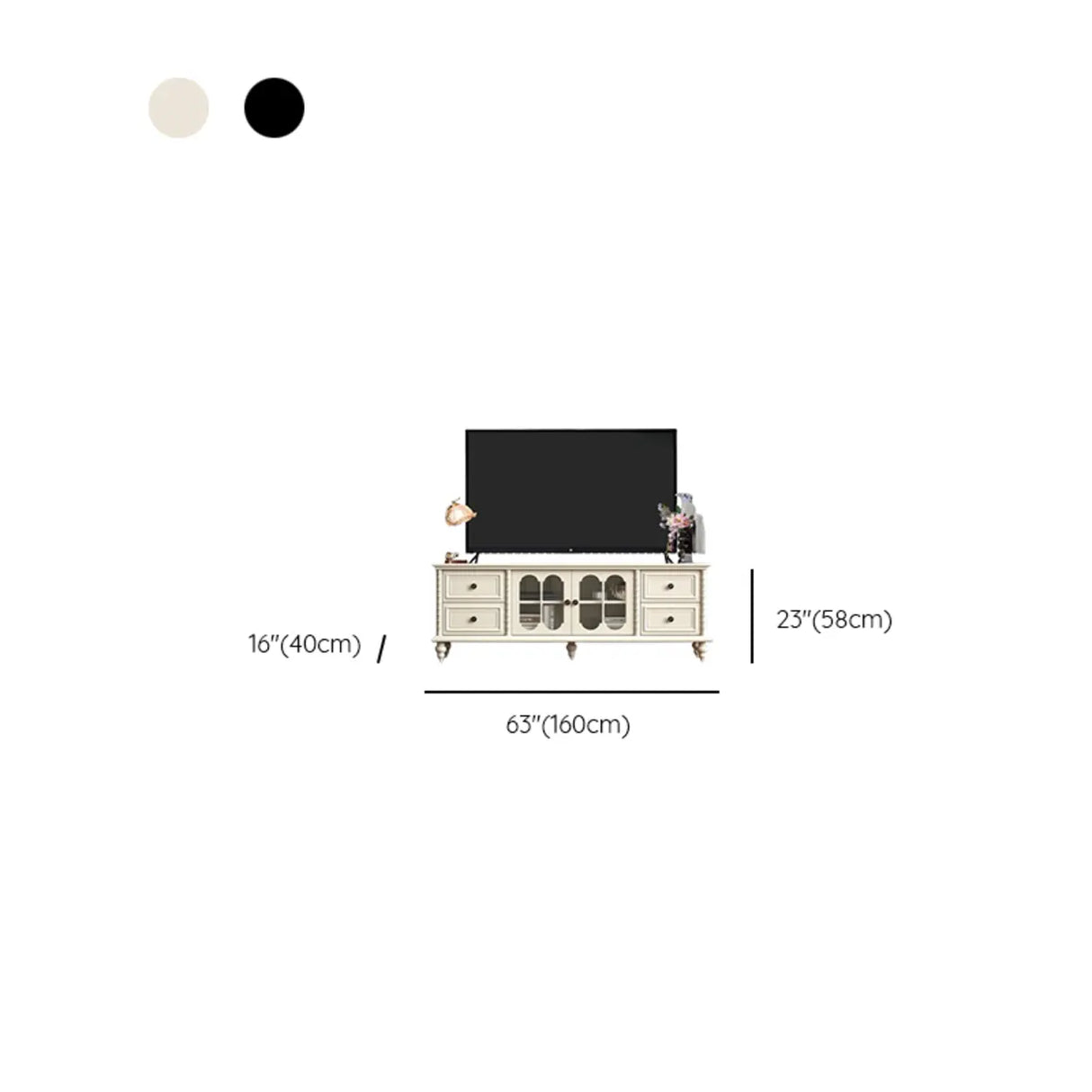 Vintage Rectangle Elegant Black TV Stand With Cabinet