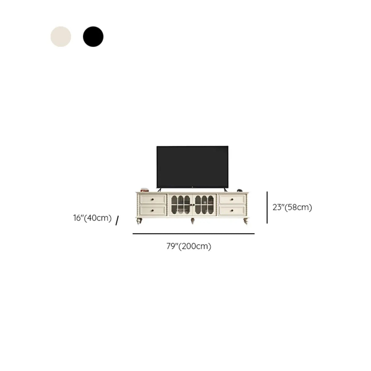 Vintage Rectangle Elegant Black TV Stand With Cabinet Image - 23