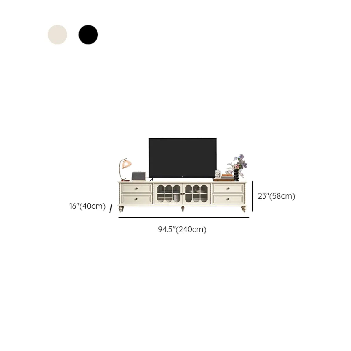 Vintage Rectangle Elegant Black TV Stand With Cabinet Image - 25