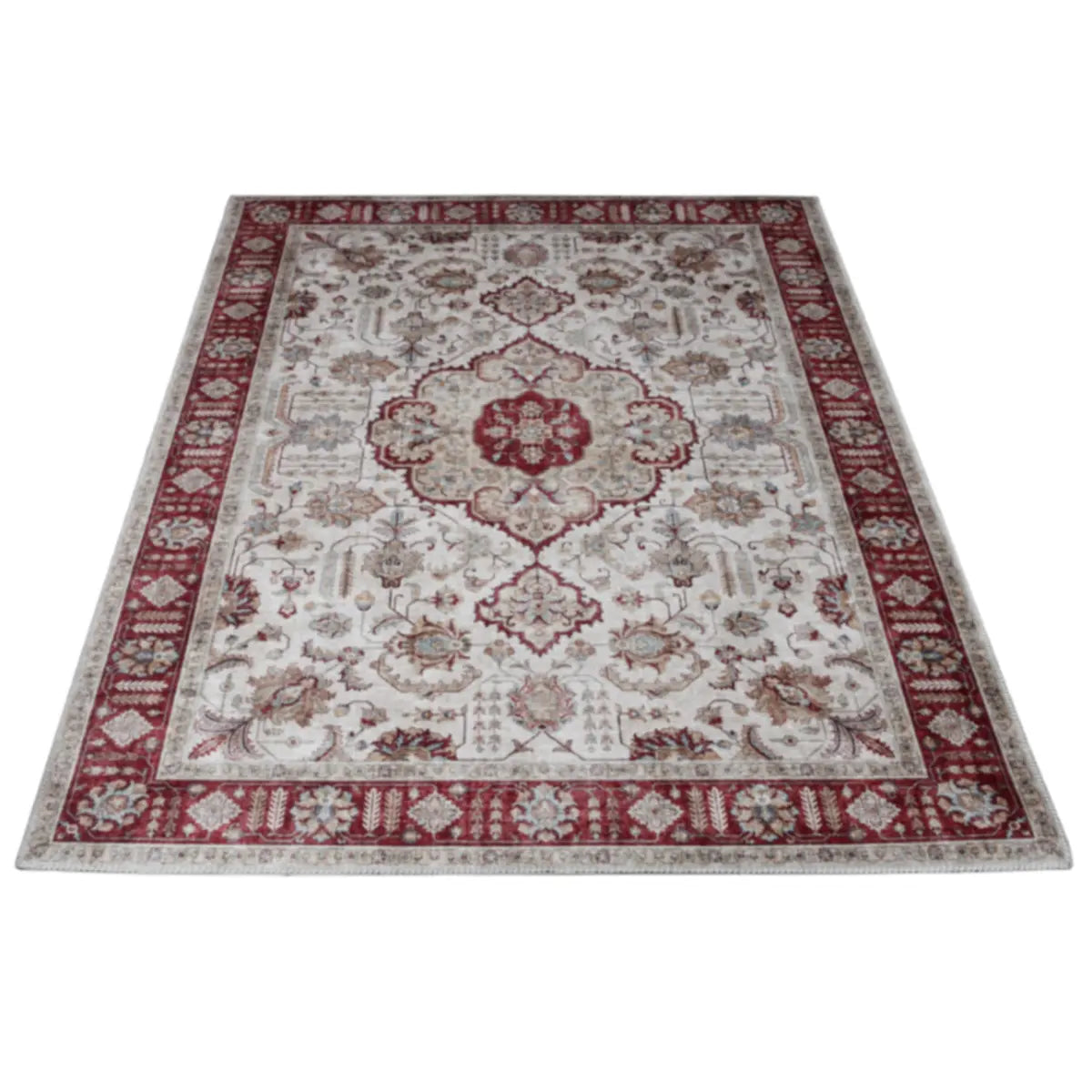 Vintage Rectangle Fabric Floral Pink Large Area Rug Image - 11