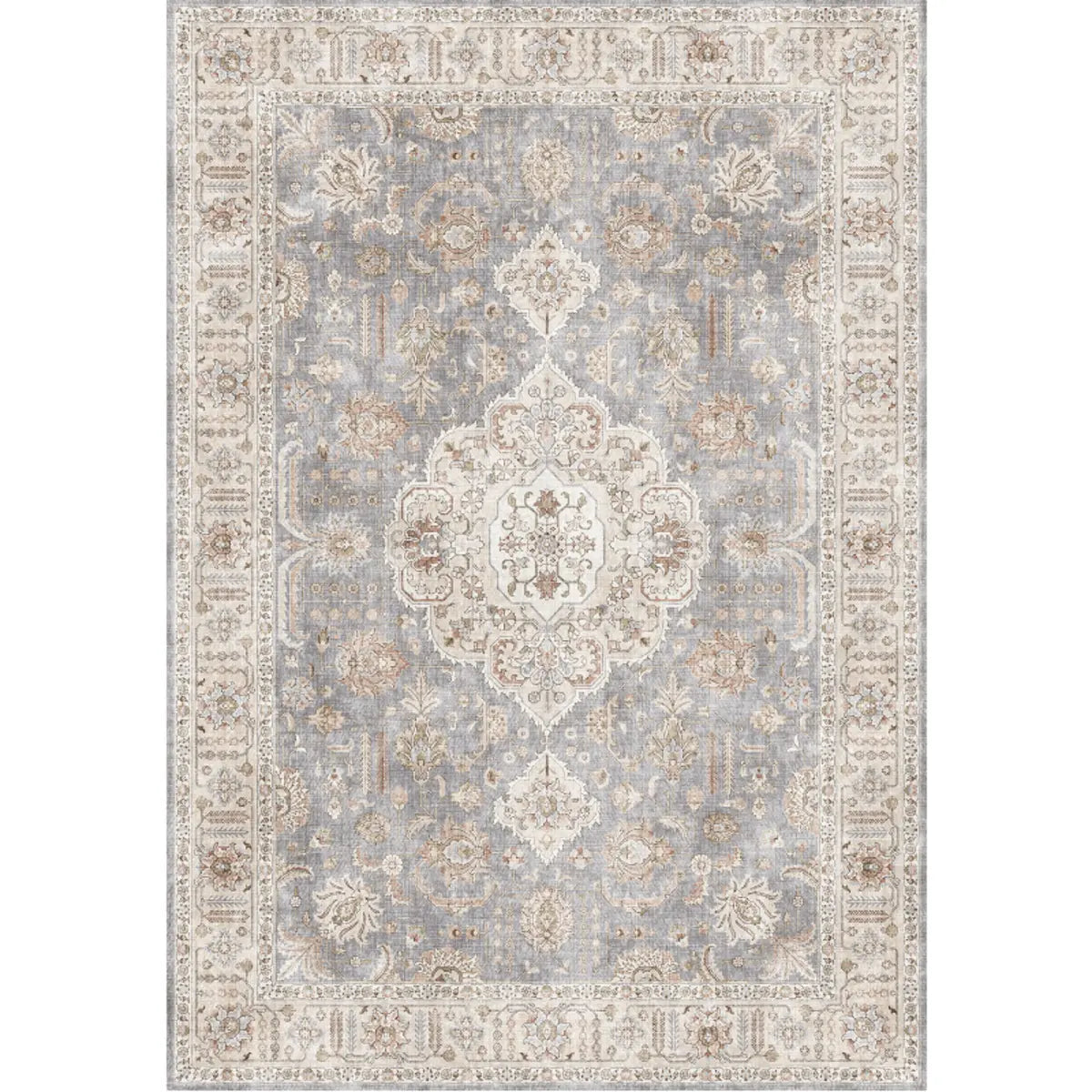 Vintage Rectangle Fabric Floral Pink Large Area Rug Image - 3