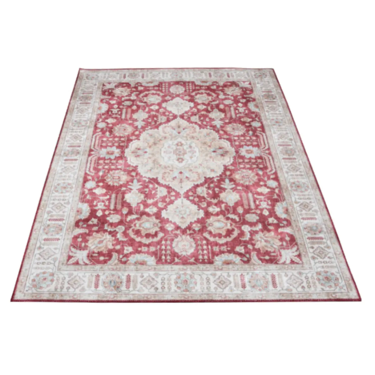 Vintage Rectangle Fabric Floral Pink Large Area Rug Image - 7