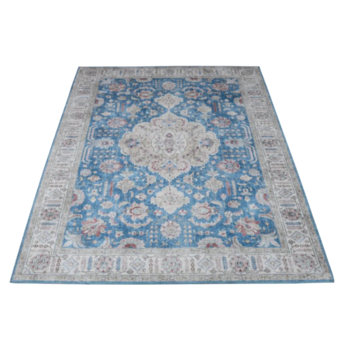 Vintage Rectangle Fabric Floral Pink Large Area Rug Image - 9