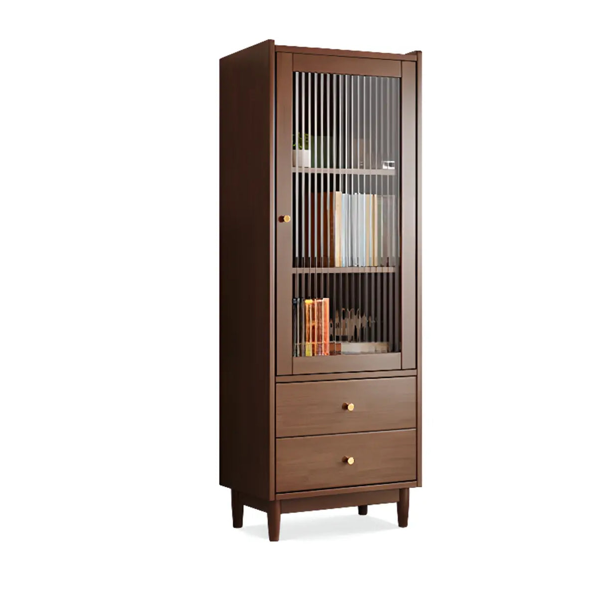 Vintage Rectangular Cabinet Wooden Vertical Bookcase Image - 10