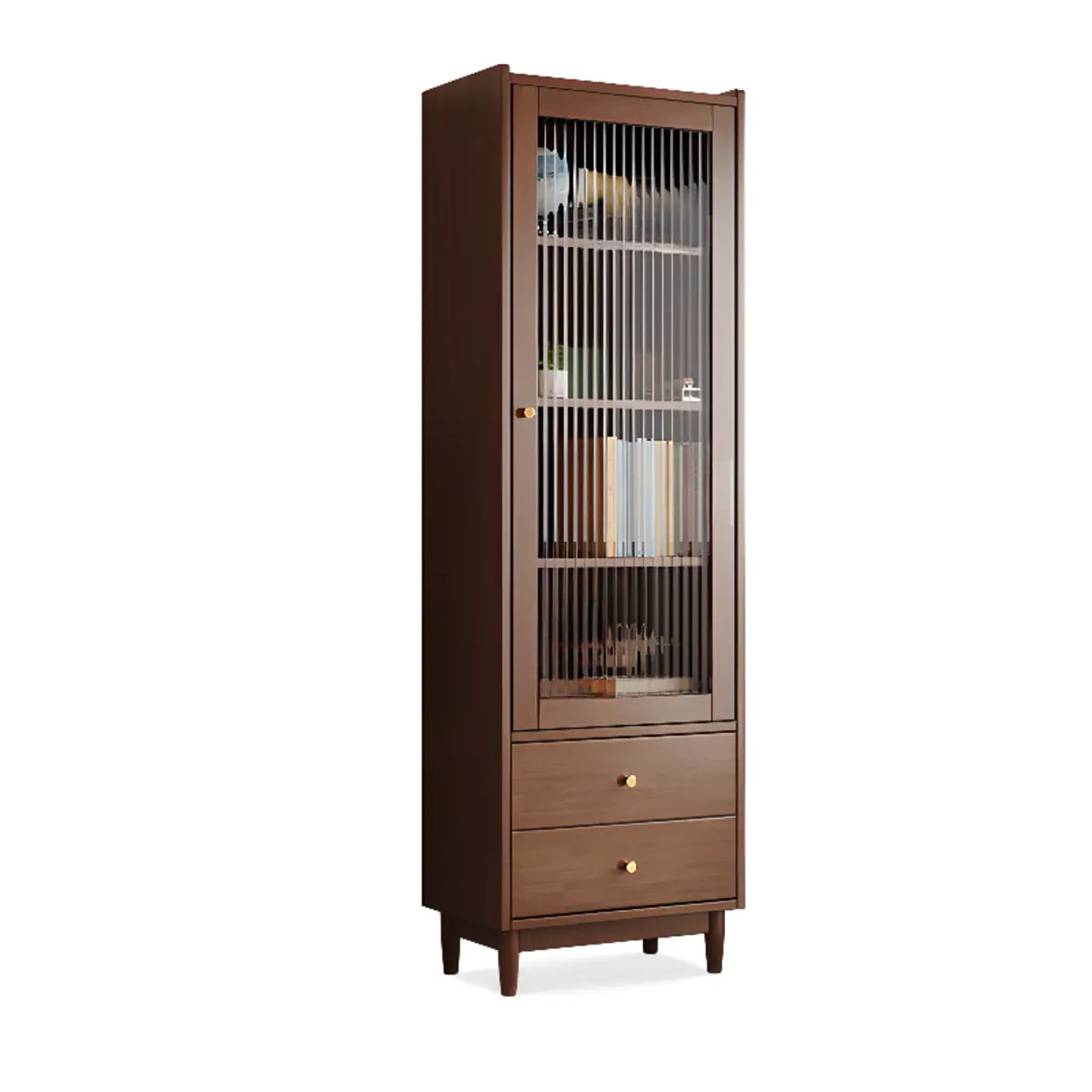 Vintage Rectangular Cabinet Wooden Vertical Bookcase Image - 12