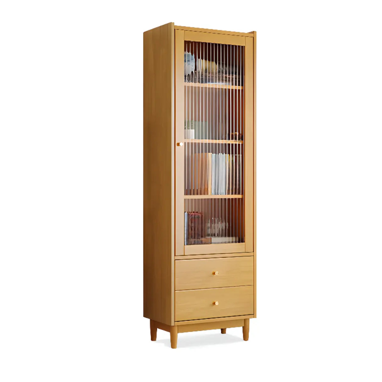 Vintage Rectangular Cabinet Wooden Vertical Bookcase Image - 13