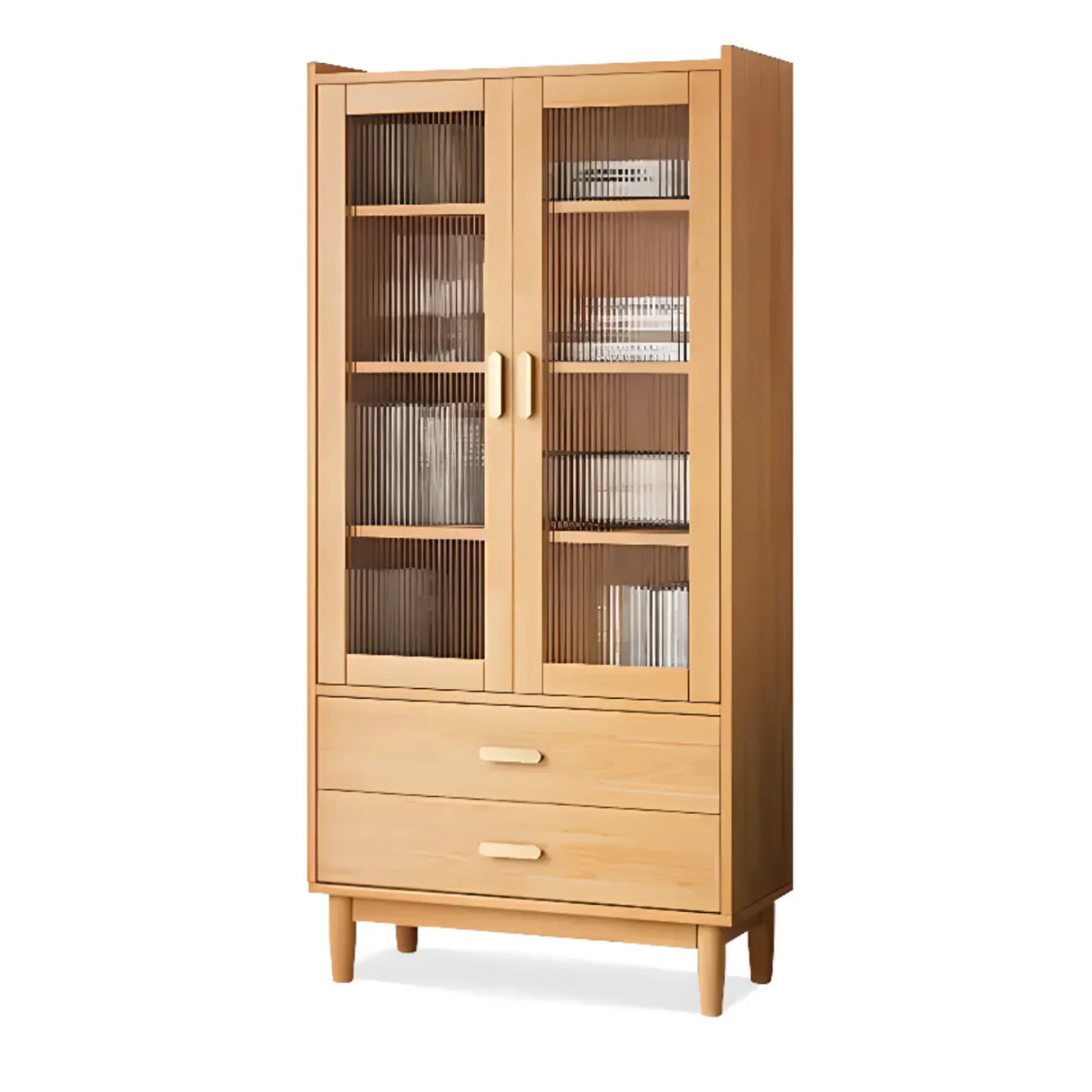 Vintage Rectangular Cabinet Wooden Vertical Bookcase Image - 15