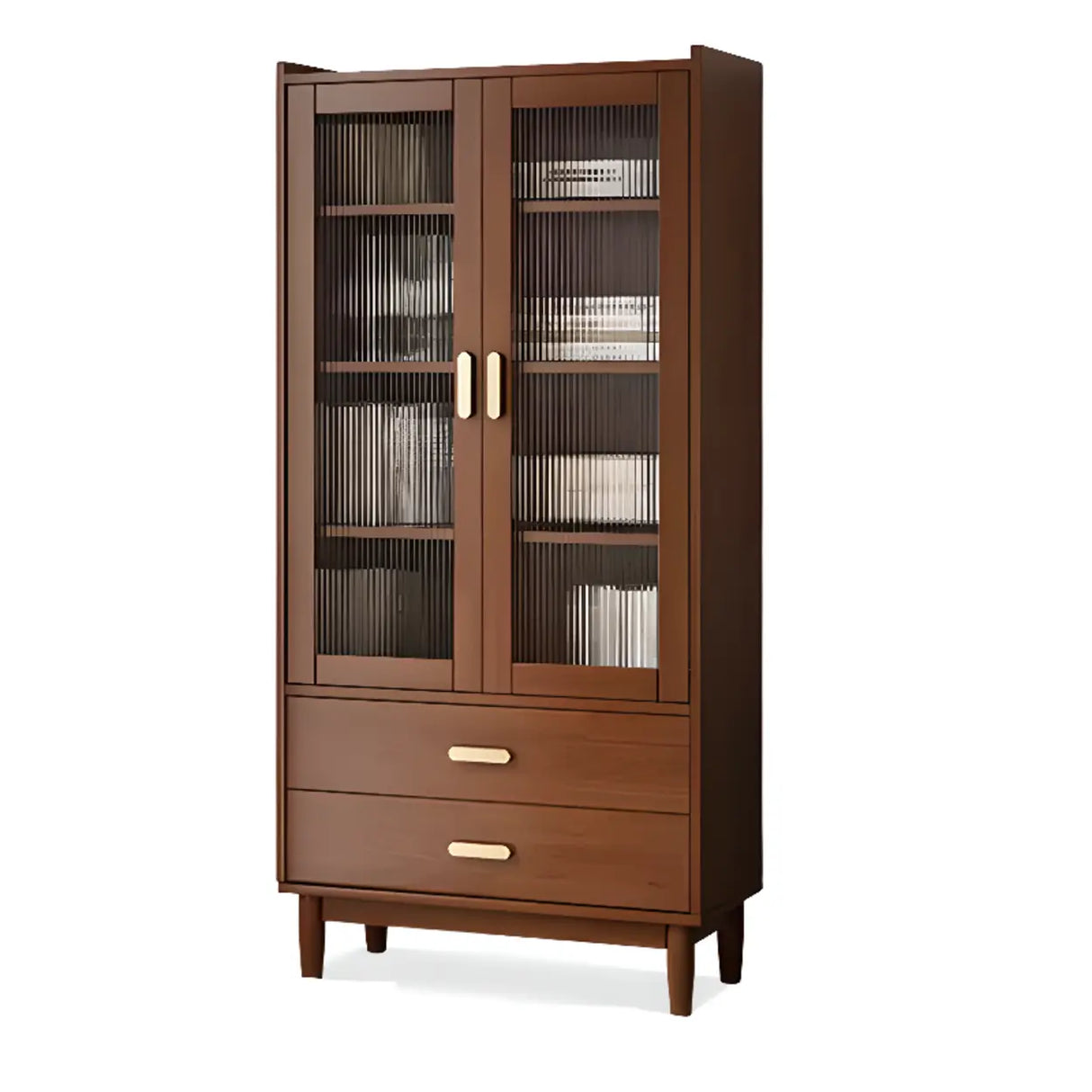 Vintage Rectangular Cabinet Wooden Vertical Bookcase Image - 16