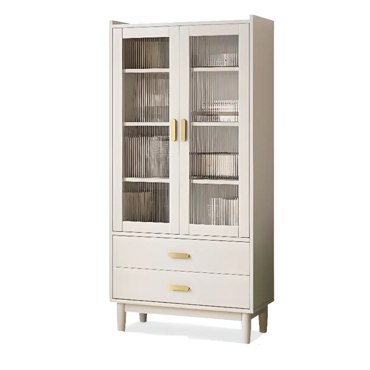 Vintage Rectangular Cabinet Wooden Vertical Bookcase Image - 17