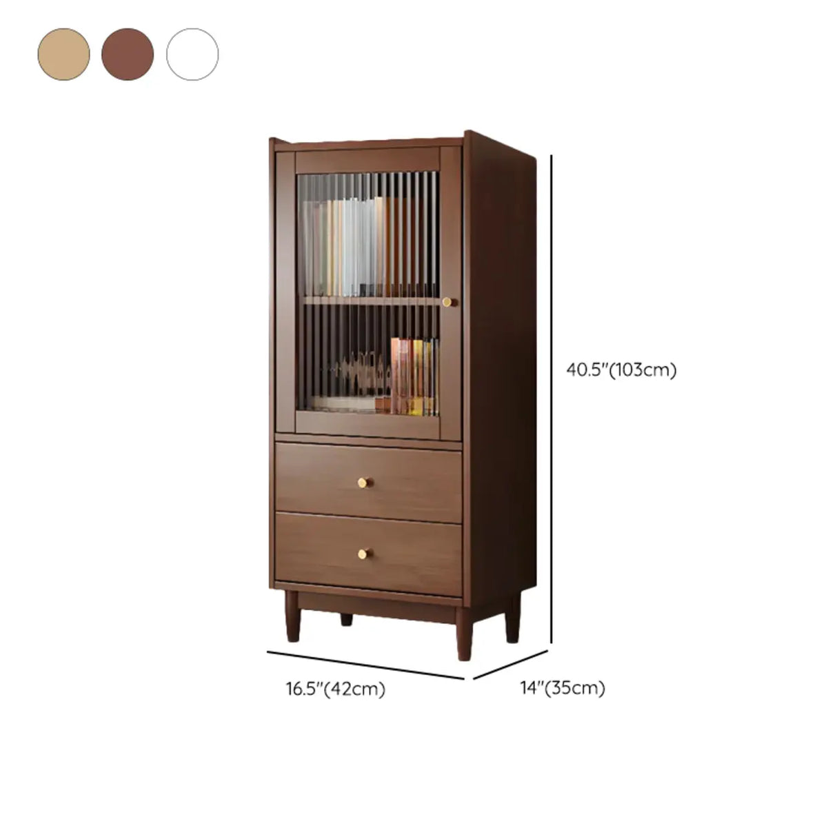 Vintage Rectangular Cabinet Wooden Vertical Bookcase