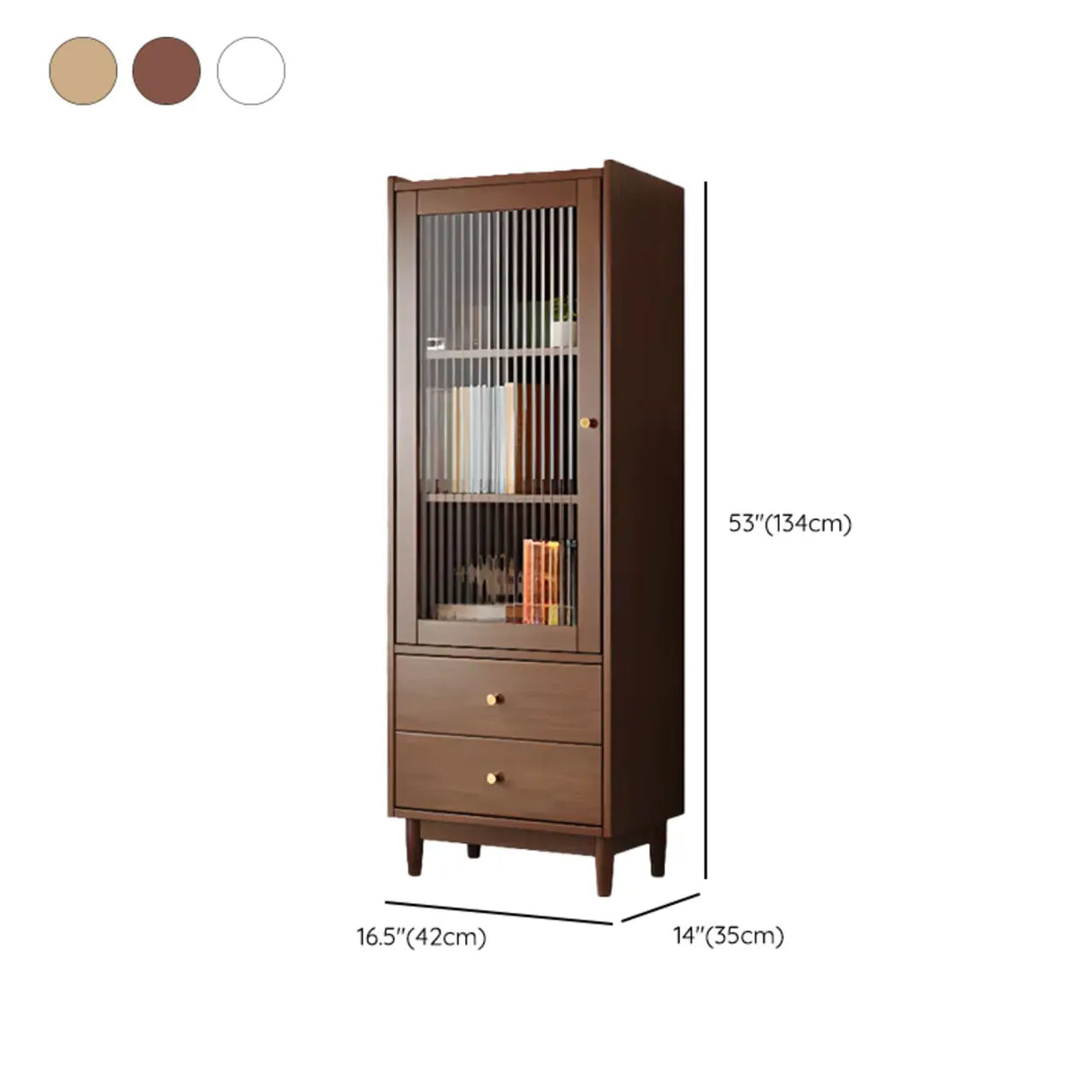 Vintage Rectangular Cabinet Wooden Vertical Bookcase Image - 19