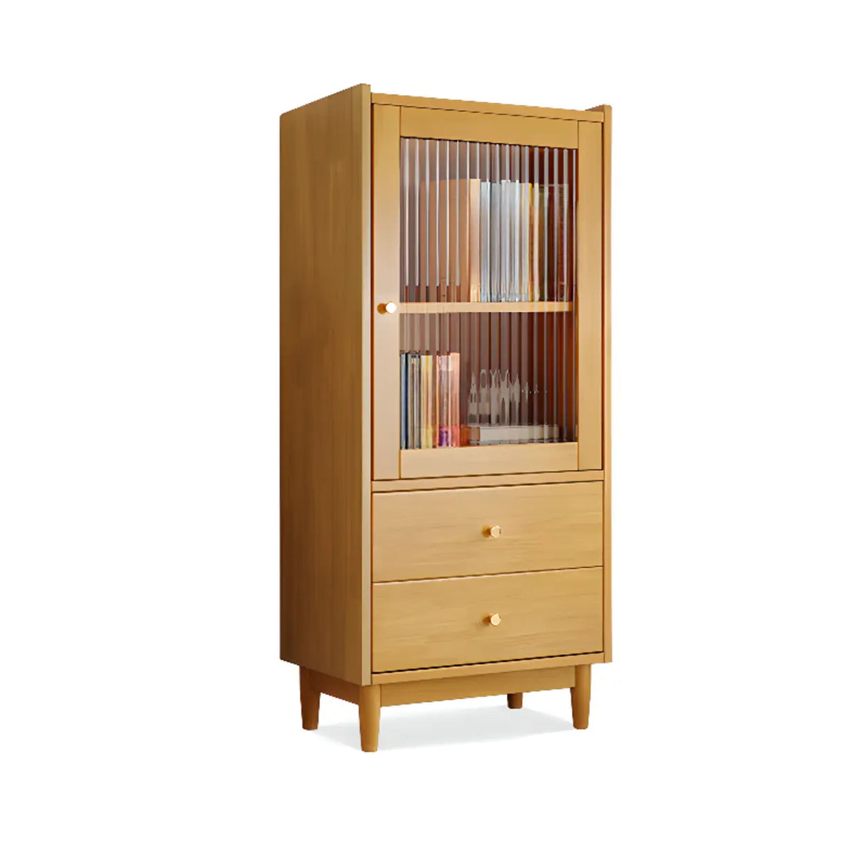 Vintage Rectangular Cabinet Wooden Vertical Bookcase Image - 2