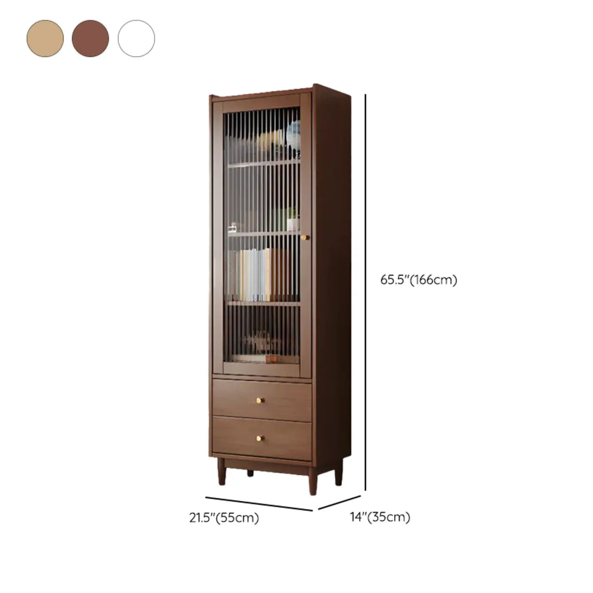 Vintage Rectangular Cabinet Wooden Vertical Bookcase Image - 20