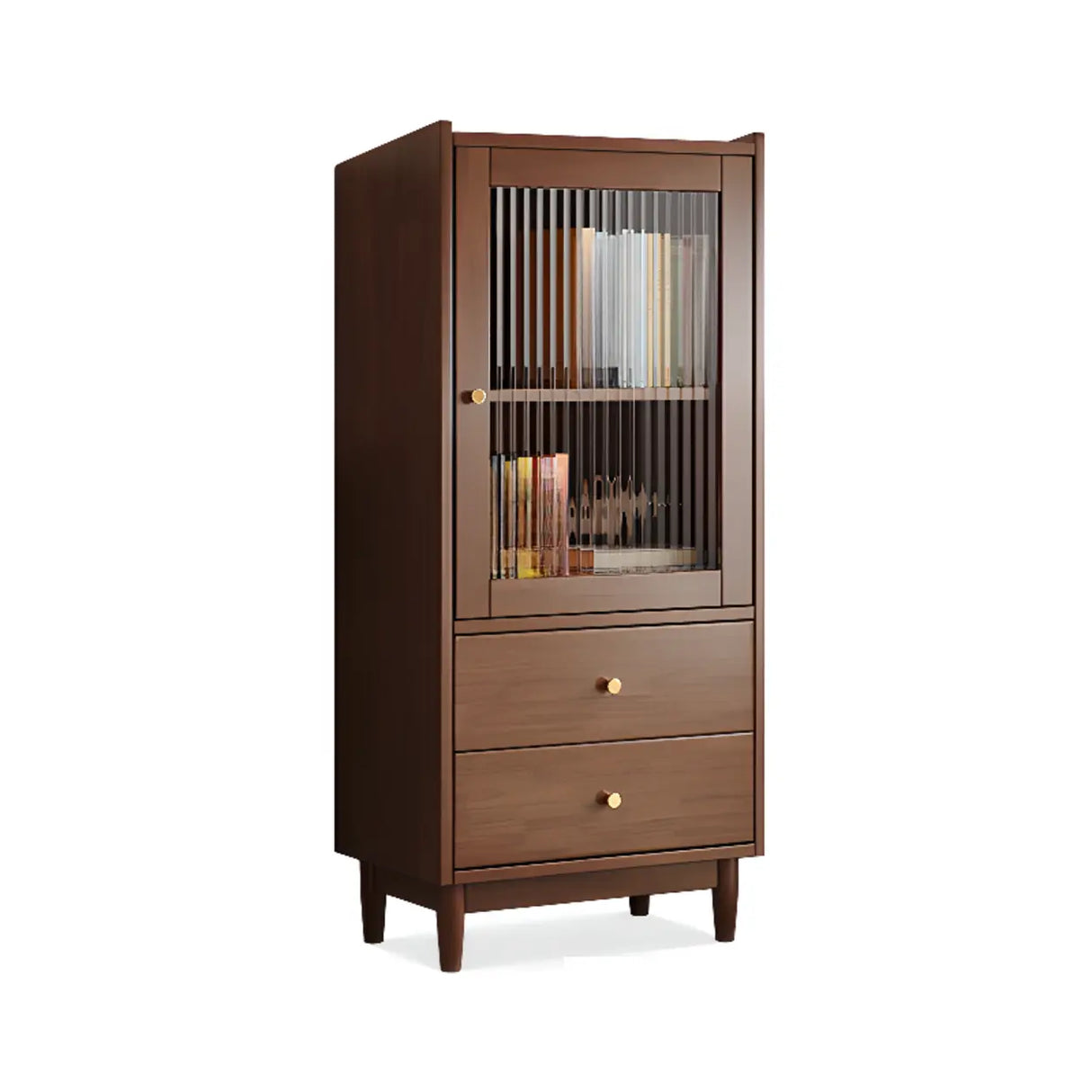 Vintage Rectangular Cabinet Wooden Vertical Bookcase Image - 3