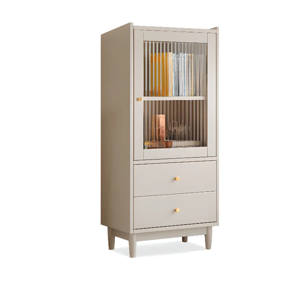 Vintage Rectangular Cabinet Wooden Vertical Bookcase Image - 6