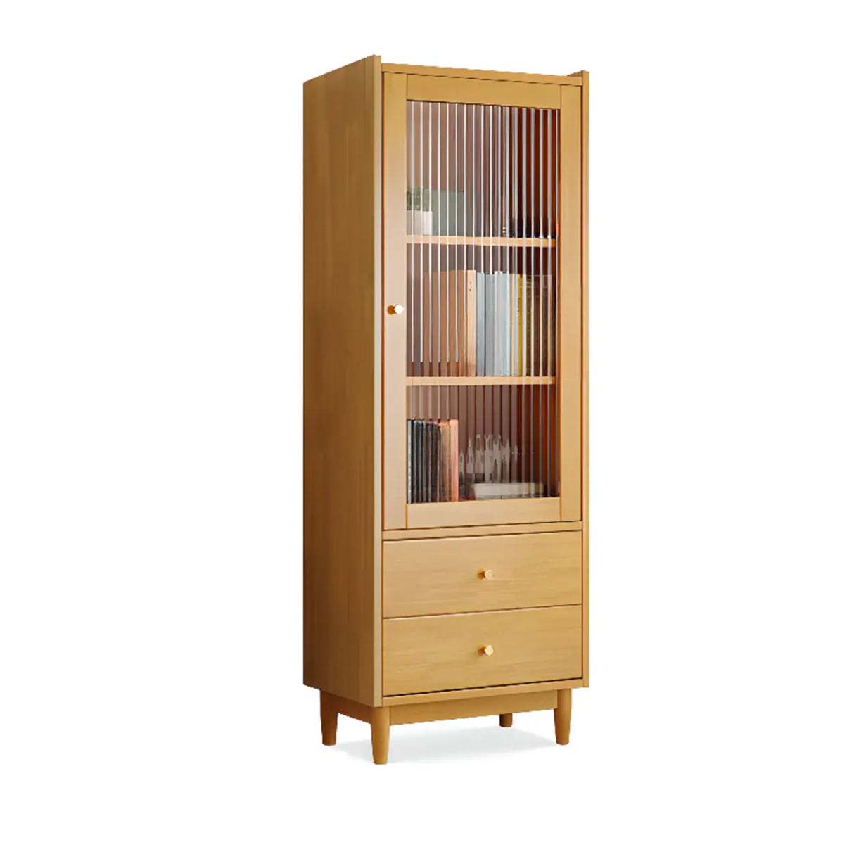 Vintage Rectangular Cabinet Wooden Vertical Bookcase Image - 8