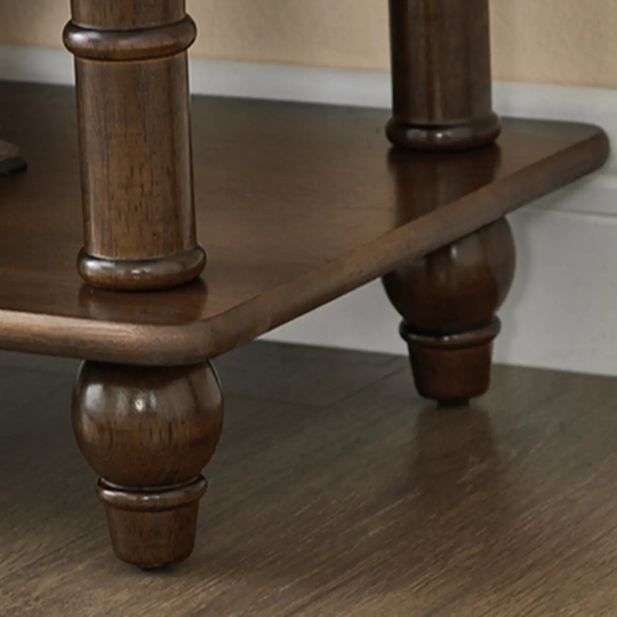 Vintage Rectangular Wood Walnut Storage Console Table Image - 6