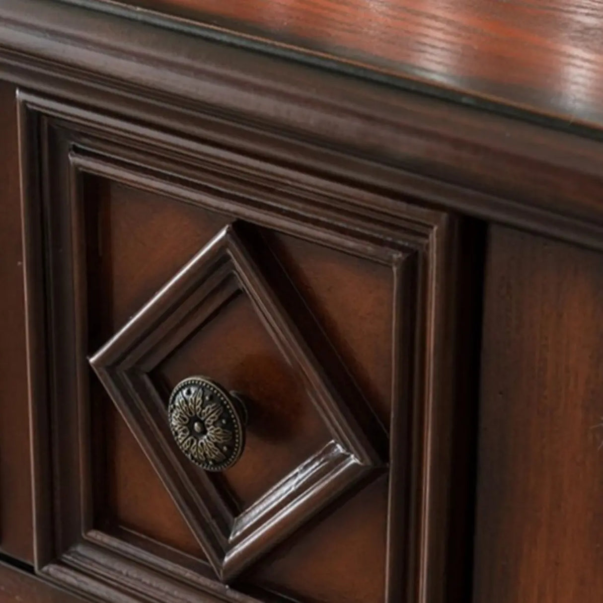 Vintage Rectangular Wooden Brown Storage Console Table Image - 12