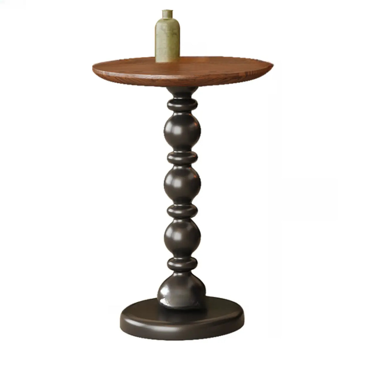 Vintage Round Wood Coffee Table Set with Storage Shelf Image - 3