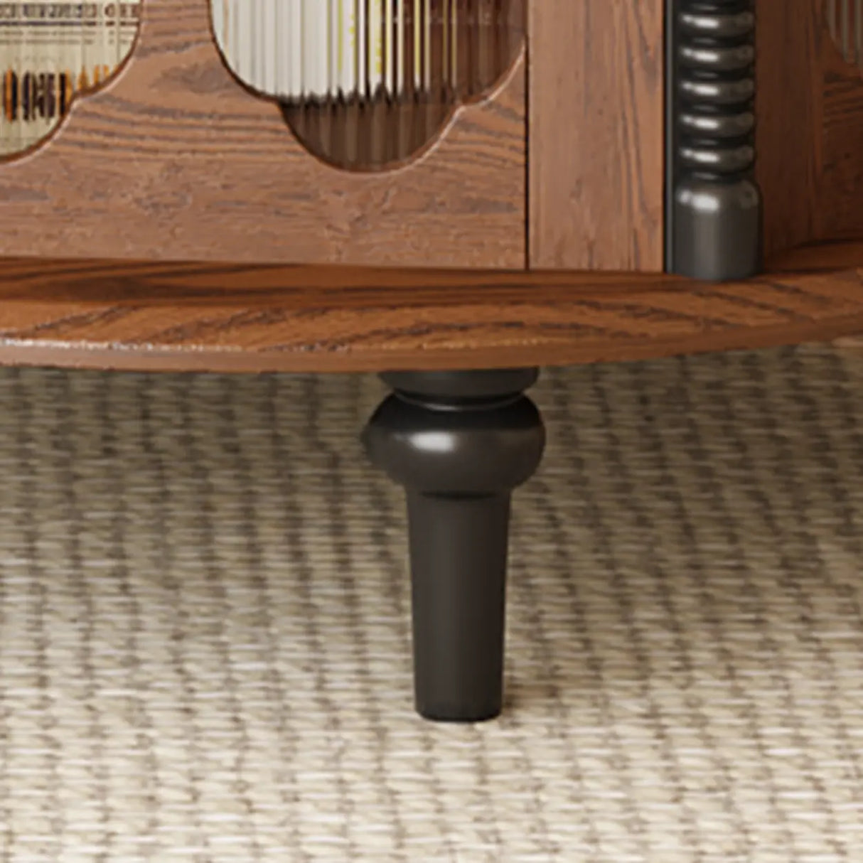 Vintage Round Wood Coffee Table Set with Storage Shelf Image - 7