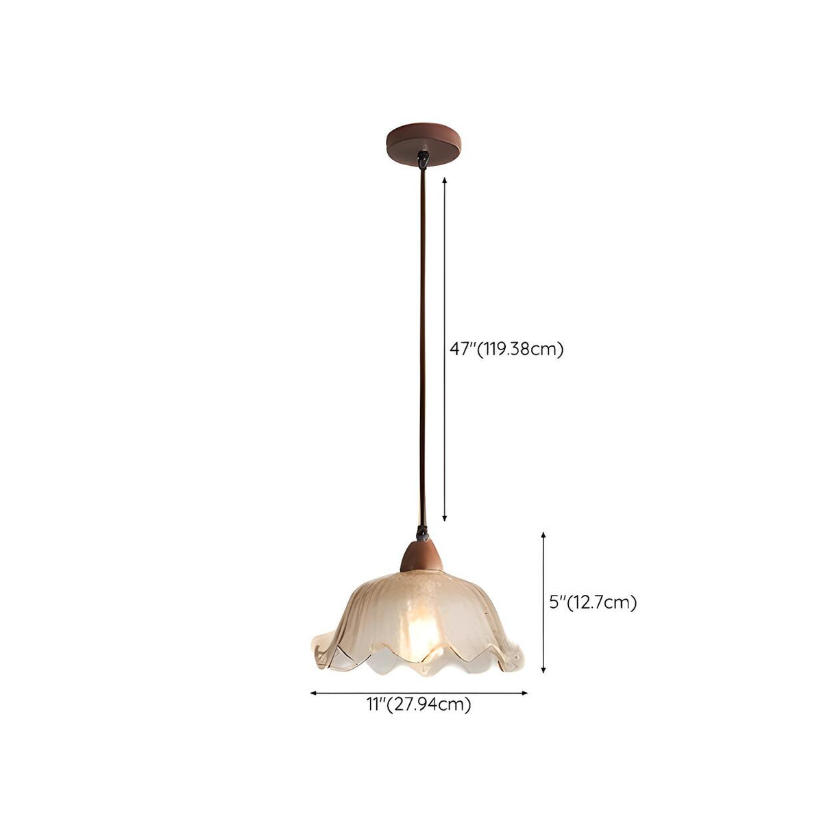 Vintage Ruffled Glass Dining Room Flower Pendant Light