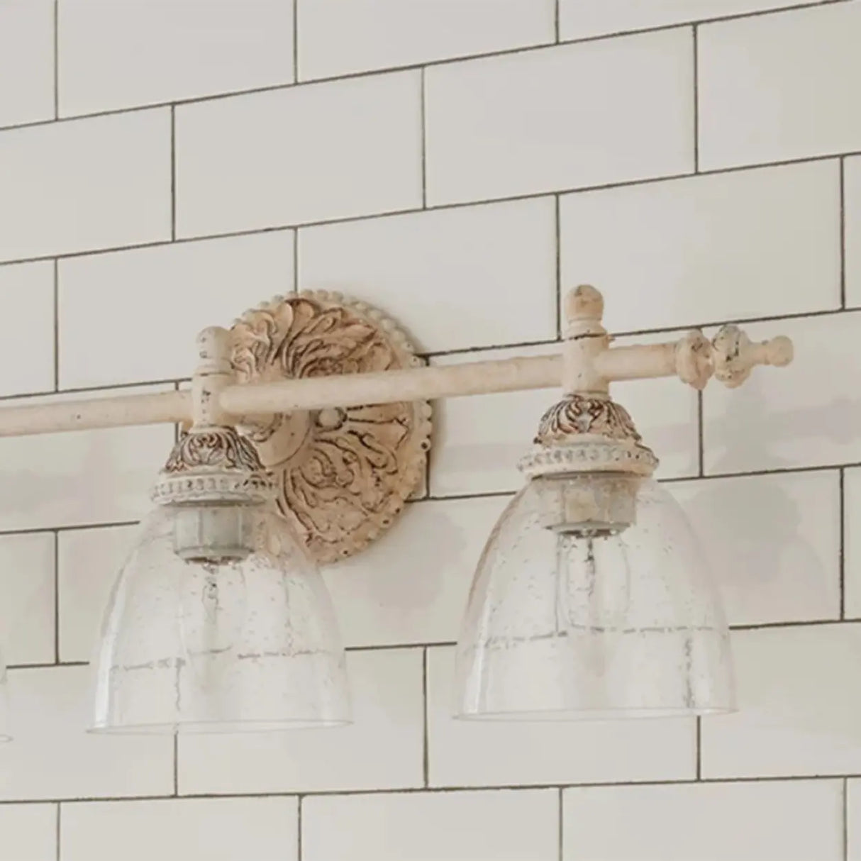 Vintage Rustic Clear Glass Vanity Light Fixture Image - 10