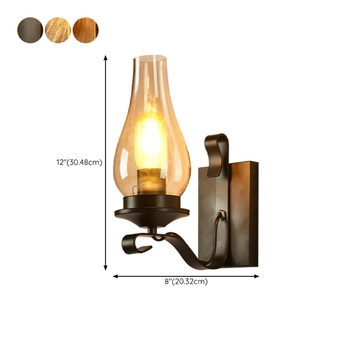 Vintage Rustic Geometric Clear Glass Wall Sconce