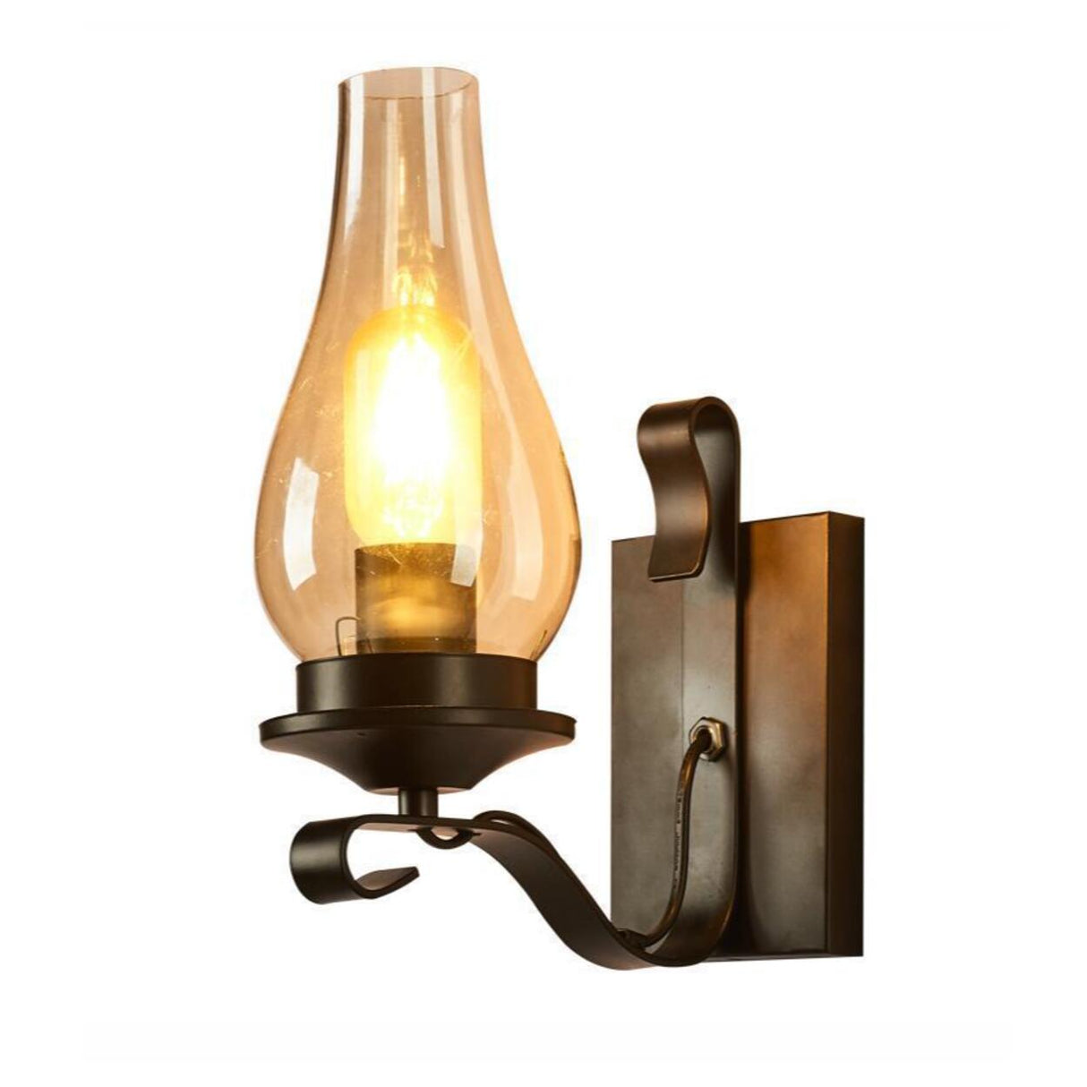 Vintage Rustic Geometric Clear Glass Wall Sconce Image - 6