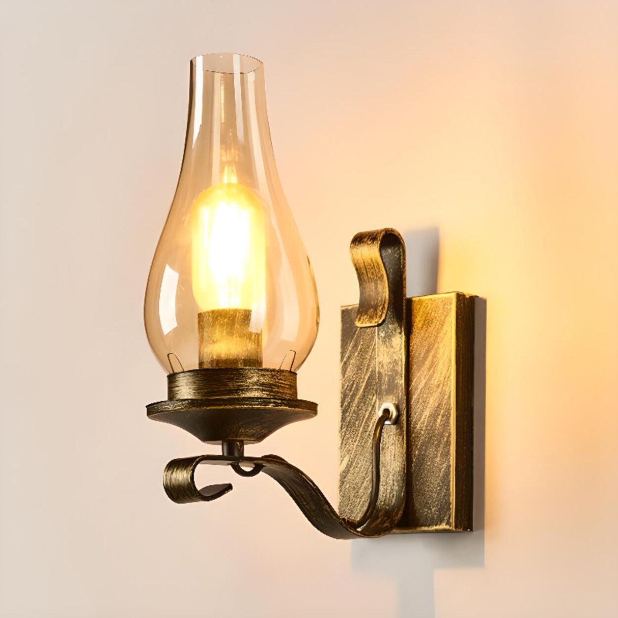 Vintage Rustic Geometric Clear Glass Wall Sconce Image - 7