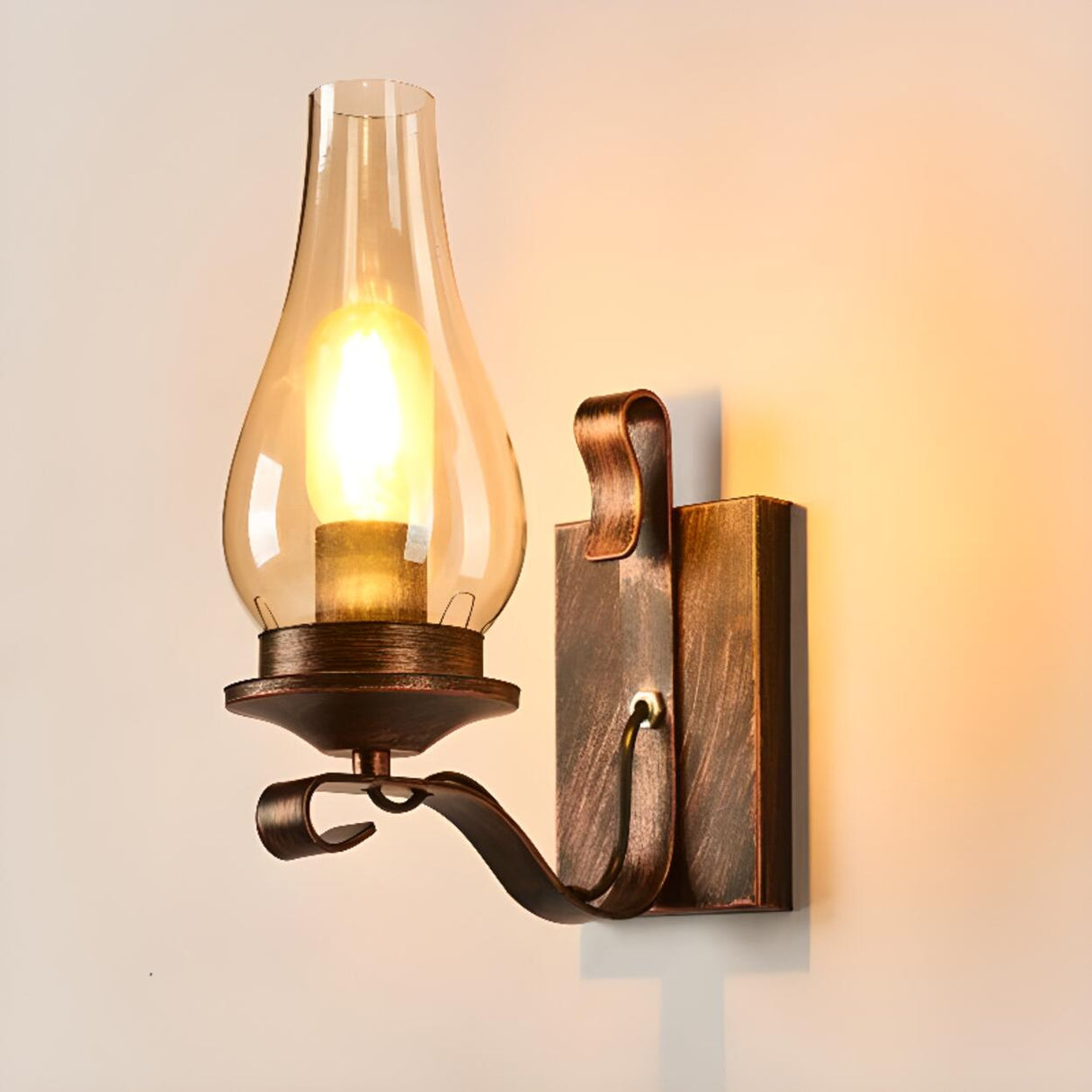 Vintage Rustic Geometric Clear Glass Wall Sconce Image - 8