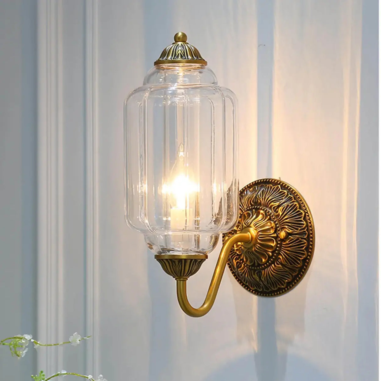 Vintage Shabby Chic Glass Steel Base Dimmable Wall Sconce Image - 4