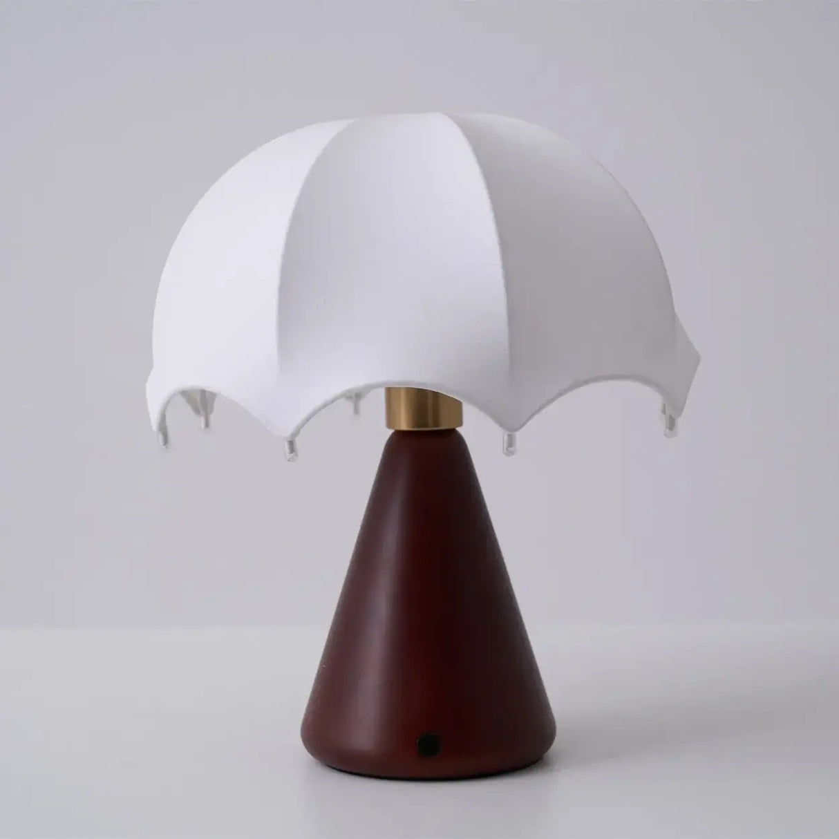 Vintage Silk Umbrella Wood Cone Integrated LED Table Lamp Image - 7