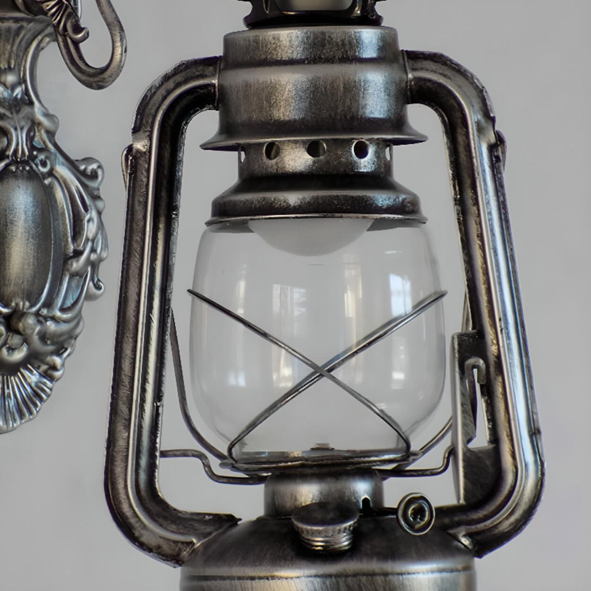 Vintage Silver Outdoor Lantern Waterproof Wall Sconce Image - 10