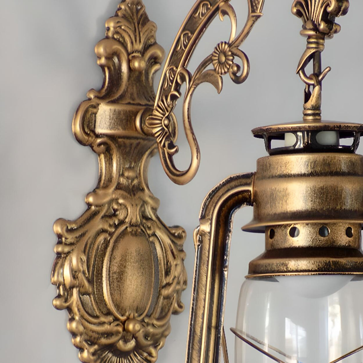 Vintage Silver Outdoor Lantern Waterproof Wall Sconce Image - 11