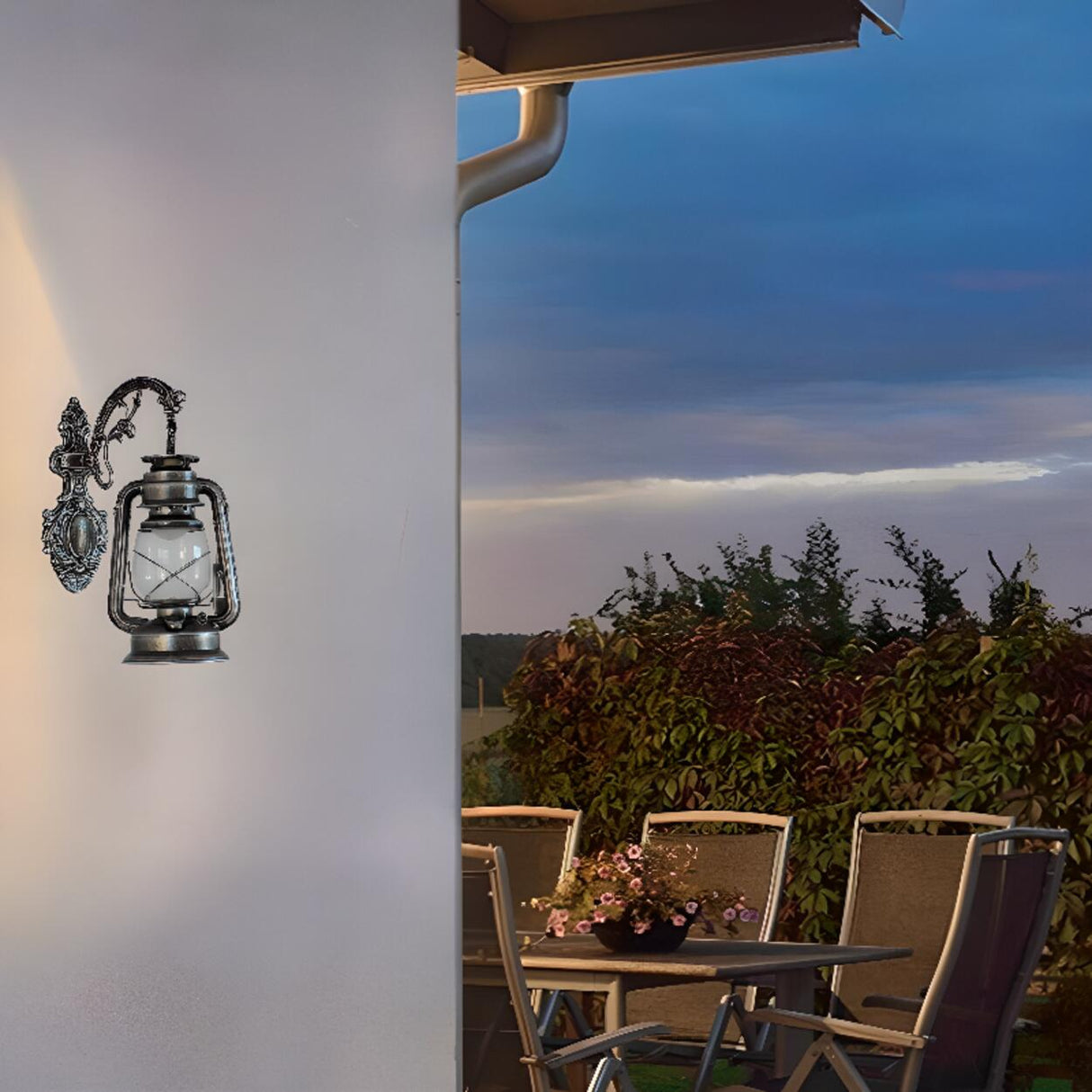 Vintage Silver Outdoor Lantern Waterproof Wall Sconce Image - 2