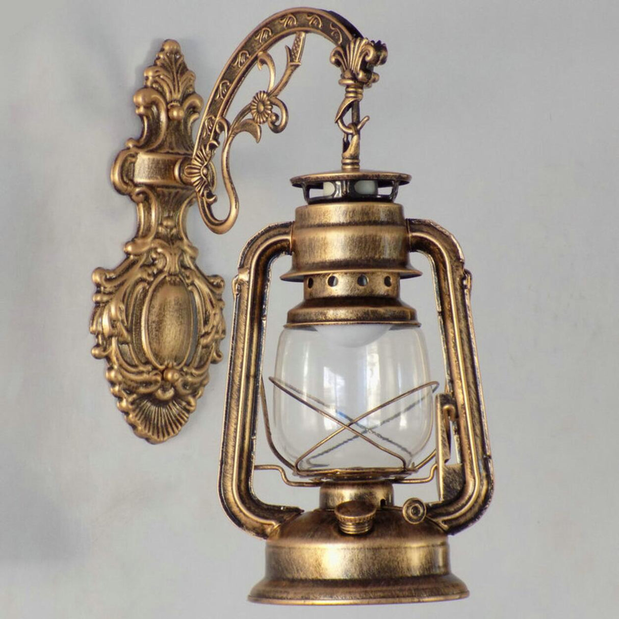 Vintage Silver Outdoor Lantern Waterproof Wall Sconce Image - 6